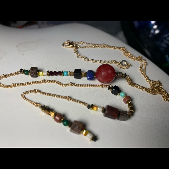 Glass Crystal Goldtone Y Necklace - Picture 6 of 7